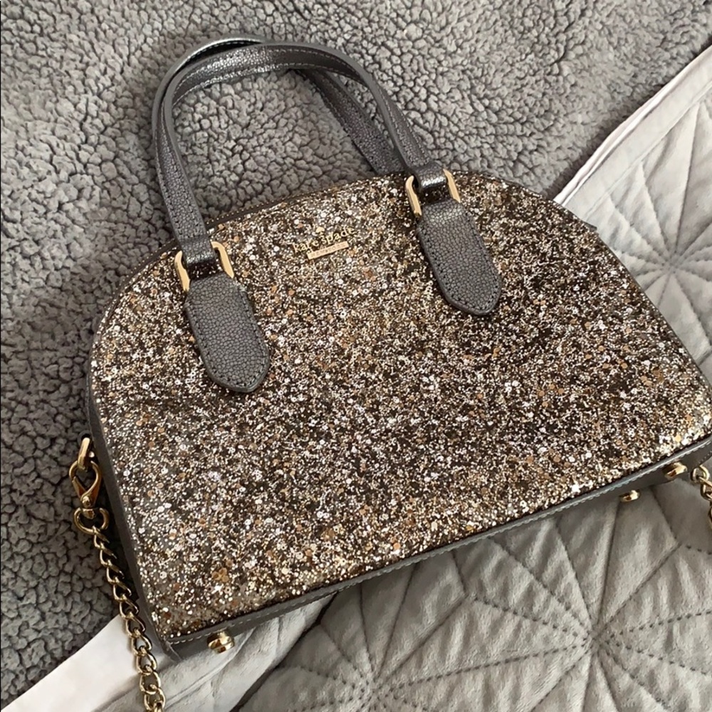 Kate spade gray laurel way glitter mini reiley bag